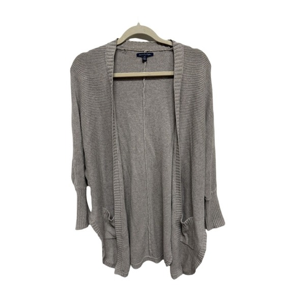 American Eagle Beige Brown Knit Open Front Cardigan Size Medium Cotton Blend - Picture 1 of 6